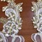 2 Pieces White Metallic Gold Bridal Applique Pair Pearl Beaded Wedding Embellishment